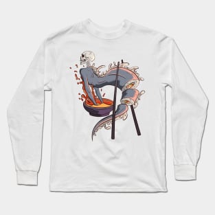 The Great Sushi Skeleton Bowl 2 - Japanese Vector art Illustration Long Sleeve T-Shirt